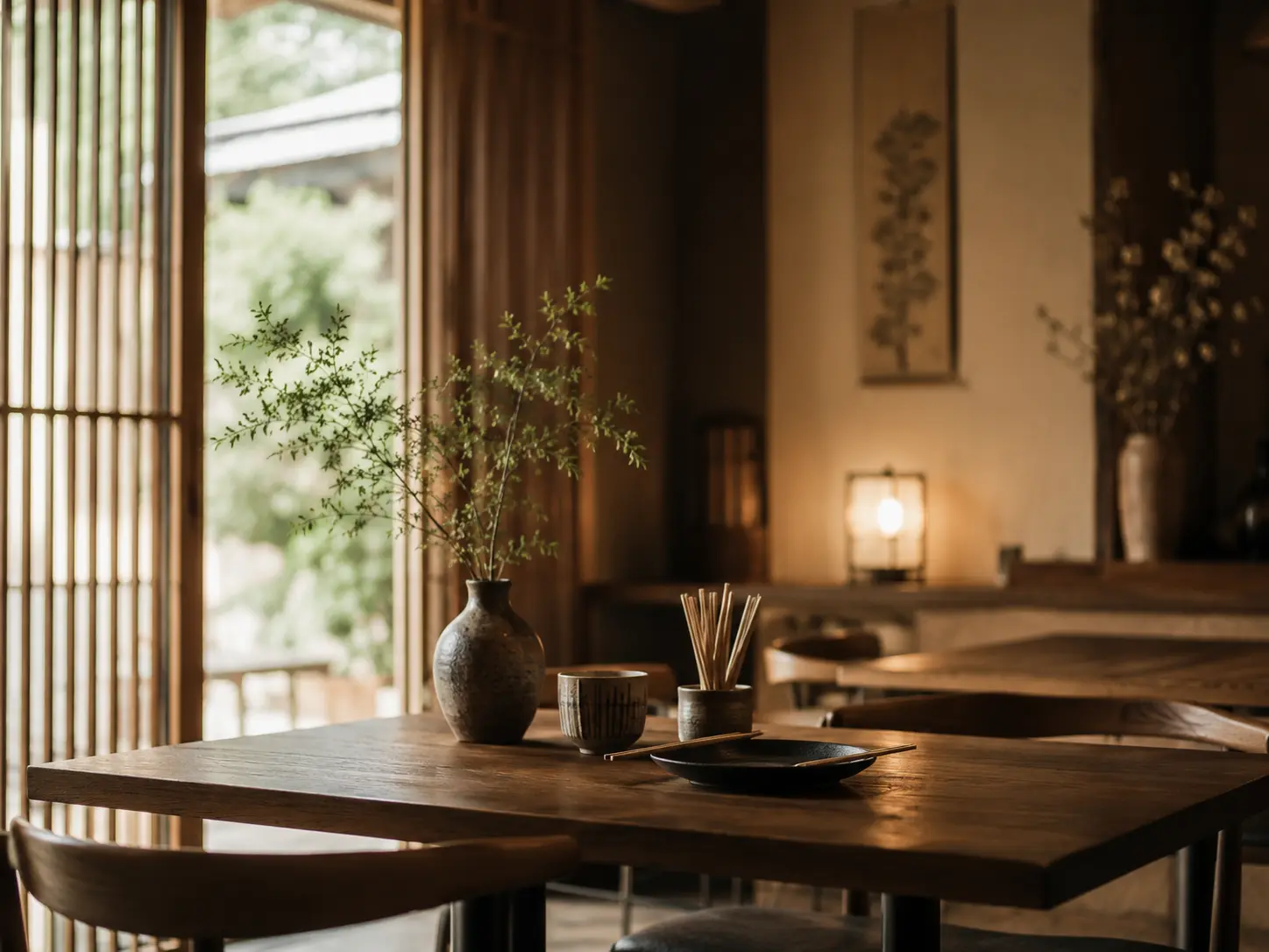 木の温もりがある和カフェの店内